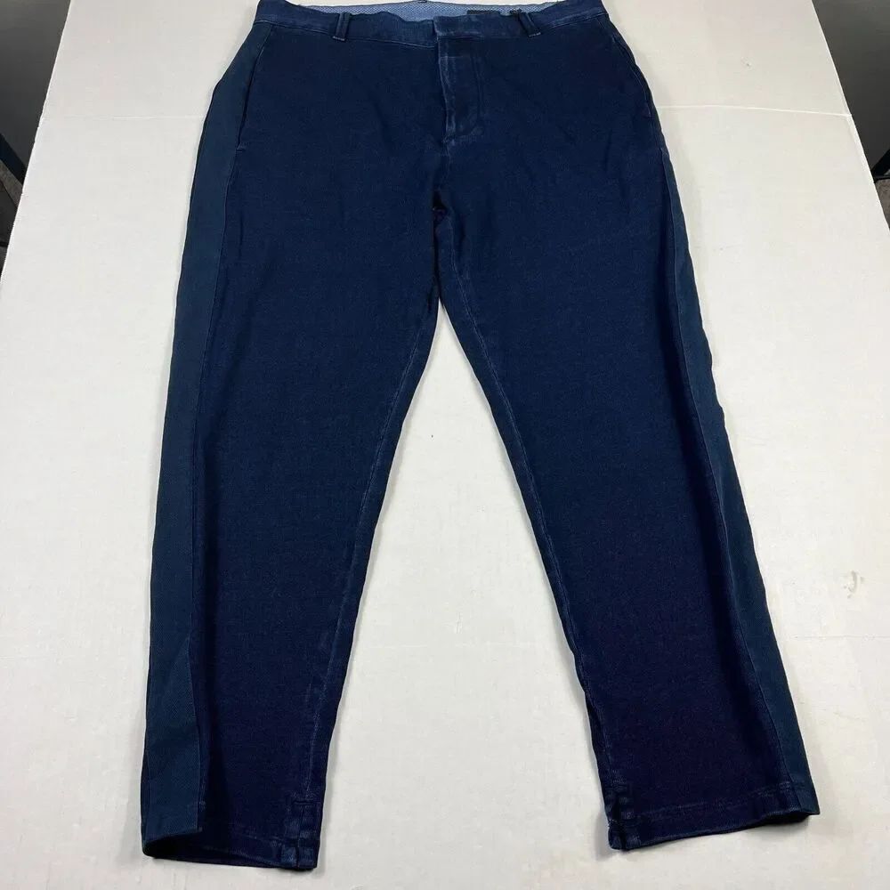 Adriano Goldschmied Womens Tuxedo Striped Pants Dark Blue Soft Denim MEDIUM